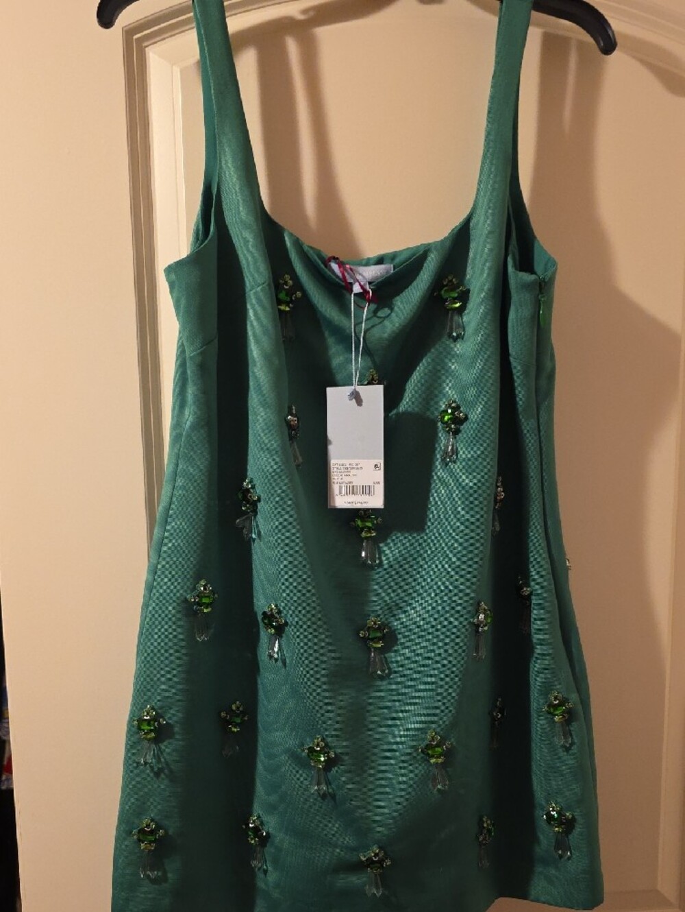 ANTONIO MELANI Green Embellished Square-Neck Mini Dress - Picture 9 of 16
